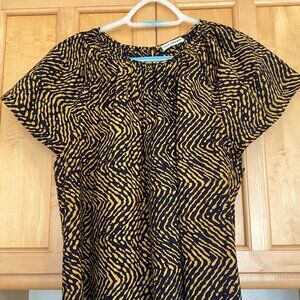 Ulla Johnson blouse, yellow/orange - black design, size 12, 100% cotton